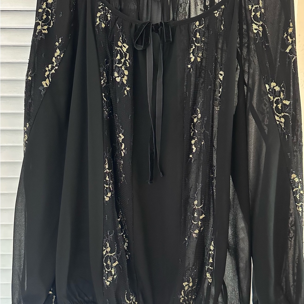XOXO Black and Gold Lace Blouse